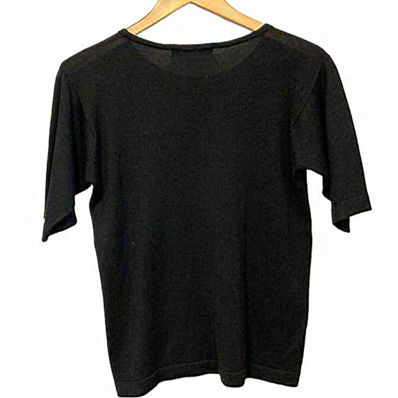PRESWICK & MOORE BLACK‎ SILK SHORT SLEEVE SWEATER SIZE S - Picture 1 of 4